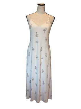 Gelato Pique Cat Print Maxi Dress One Size White Lounge Slip Dress Kawaii
